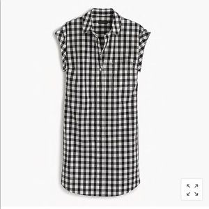J Crew Short Sleeve Cotton Shirt Dress in Gingham
